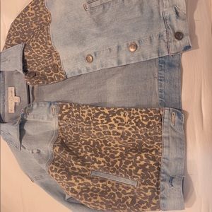 Denim cheetah print jacket